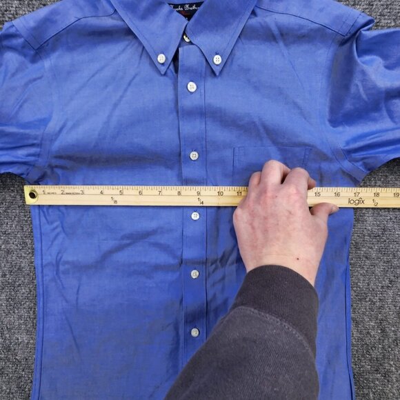 Brooks Brothers Red Fleece Male Teen Size 14 Blue Button Up Shirt Long Sleeve - Picture 4 of 11